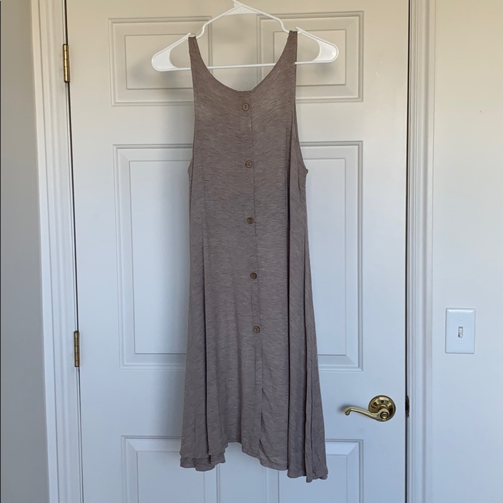 Francesca’s Tan Faux Button-Down Dress
